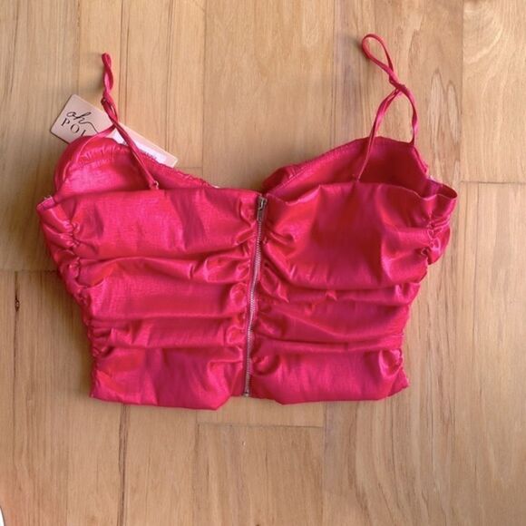 Oh Polly SEND MY LOVE Ruffle Cup Crop Top in Hot Pink - Picture 8 of 10